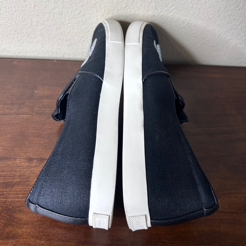 Katy Perry Sneakers Size 10 Black Canvas Slip On Daisy Rhinestone Embellished - Picture 7 of 8